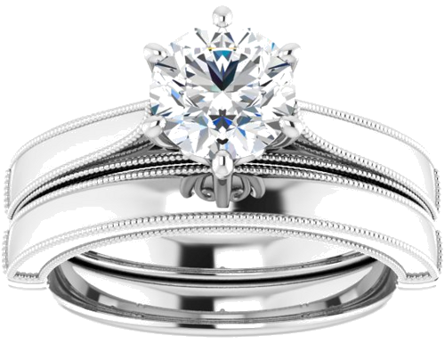 14K White  6.5 mm Round Solitaire Engagement Ring Mounting (8)