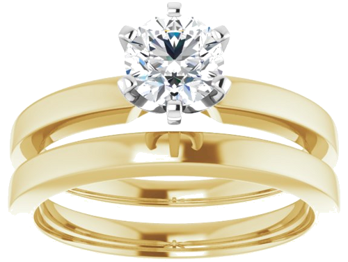 Sužadėtuvių Žiedas „Solitaire“ 585 Baltojo Ir Geltonojo Aukso Round 5.5mm (8)