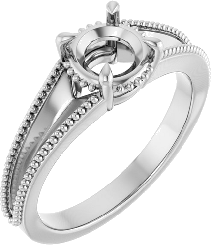 Sužadėtuvių Žiedas „Claw-Prong Solitaire“ 14k white gold Round 6.5mm (1)