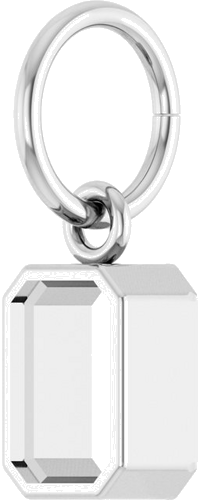 Pakabukas „Bezel-Set Solitaire Charm“ 10k white gold Emerald 6mm x 4mm (2)
