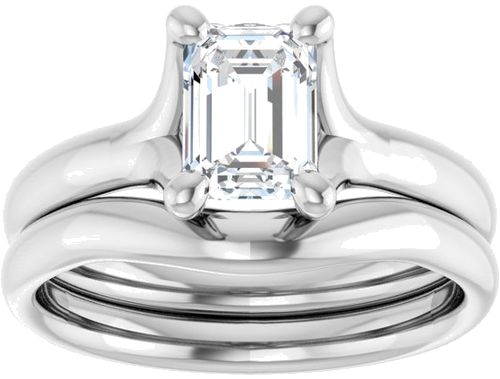 Sužadėtuvių Žiedas „Solitaire“ 14k white gold Emerald 7mm x 5mm (8)