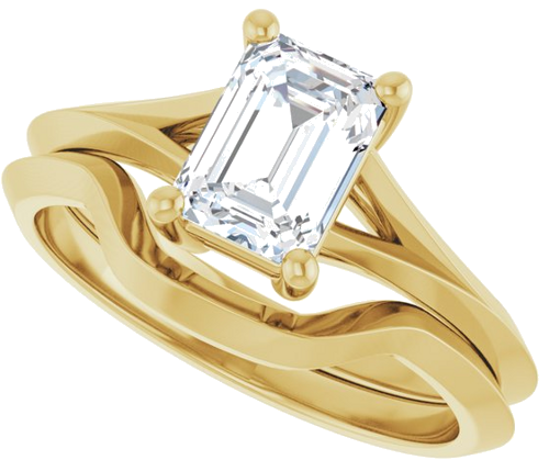 Sužadėtuvių Žiedas „Solitaire Split Shank“ 10k yellow gold Emerald 7mm x 5mm (10)