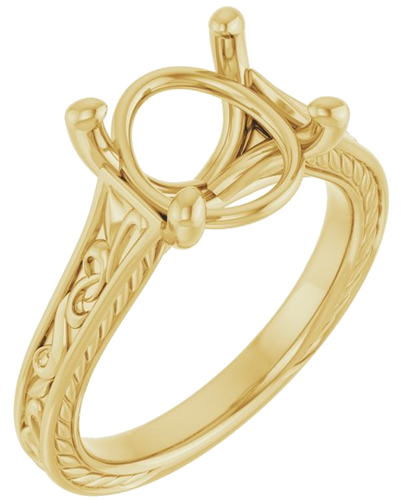 Sužadėtuvių Žiedas „Solitaire Scroll“ 14k yellow gold Oval 11mm x 9mm (1)