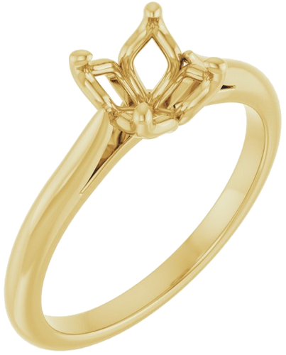 14K Yellow  6 mm Cushion Solitaire Engagement Ring Mounting (1)