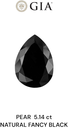 5.14 carat Fancy Black-VVS2 Natūralus Pear Deimantas (1)