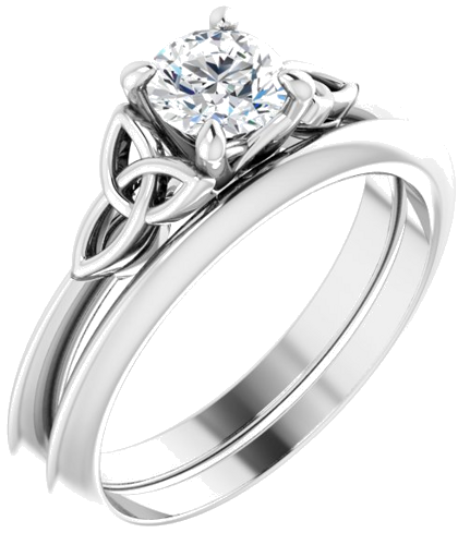 Sužadėtuvių Žiedas „Solitaire Celtic-Inspired“ 14k white gold Round 5.2mm (6)