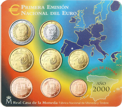 2000 Spain Euro Coins BU Set (2)
