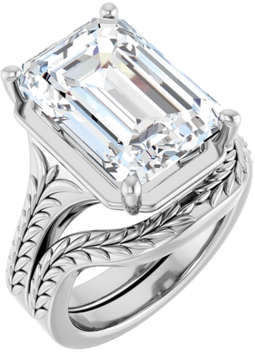 Sužadėtuvių Žiedas „Solitaire“ 14k white gold Emerald 14mm x 10mm (6)