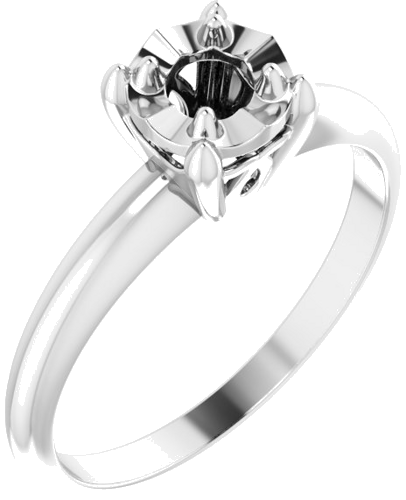 14K White 3.7 mm Round 4-Prong Illusion Solitaire Ring Mounting (1)