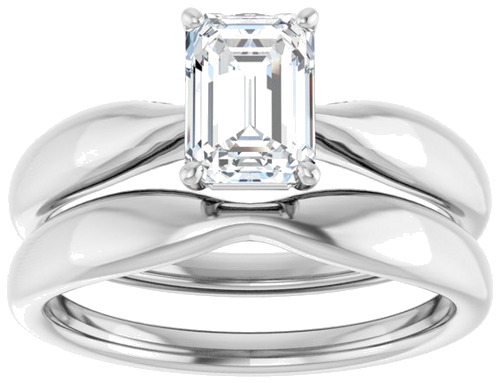 Sužadėtuvių Žiedas 14k white gold Emerald 7mm x 5mm (8)