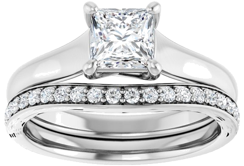 14K White 5 mm Square Solitaire Engagement Ring Mounting (8)