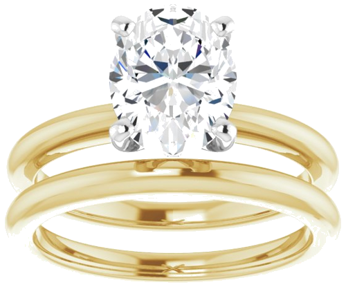 14K Yellow   White  9x7 mm Oval Solitaire Engagement Ring Mounting (8)