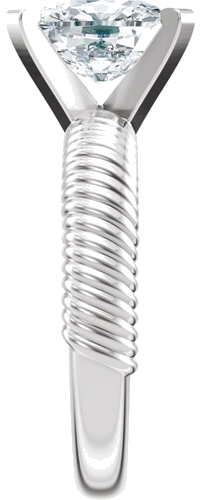 Sužadėtuvių Žiedas „Solitaire Rope“ 14k white gold Elongated Cushion 9mm x 7mm (4)