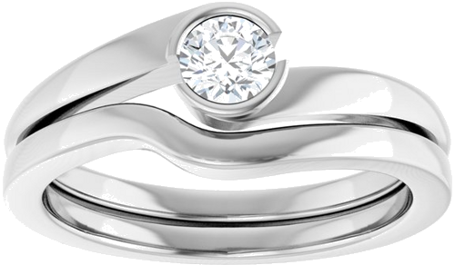 Sužadėtuvių Žiedas „Half-Bezel Solitaire“ 14k white gold Round 4.1mm (8)