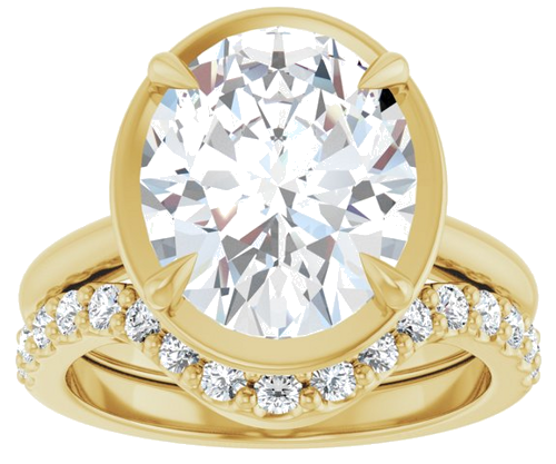 Sužadėtuvių Žiedas „Claw-Prong Solitaire Bezel-Style“ 14k yellow gold Oval 12mm x 10mm (8)