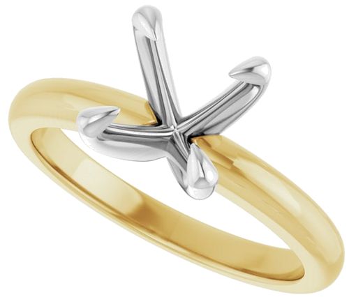 Sužadėtuvių Žiedas „Claw-Prong Solitaire“ 14k yellow/white gold Cushion 7mm (5)
