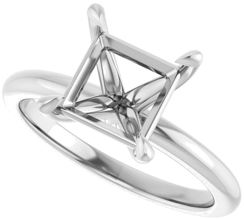 Sužadėtuvių Žiedas „Claw-Prong“ 14k white gold Square 7mm (5)