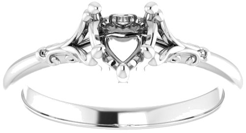 Sužadėtuvių Žiedas „Solitaire“ 10k white gold Heart 5mm (3)