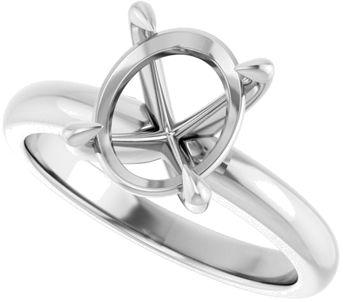 Sužadėtuvių Žiedas „Solitaire“ 585 Baltojo Aukso Oval 10mm x 8mm (5)