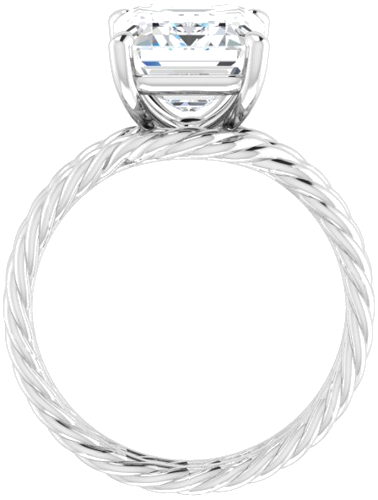 Sužadėtuvių Žiedas „Solitaire Rope“ 14k white gold Emerald 11mm x 9mm (7)