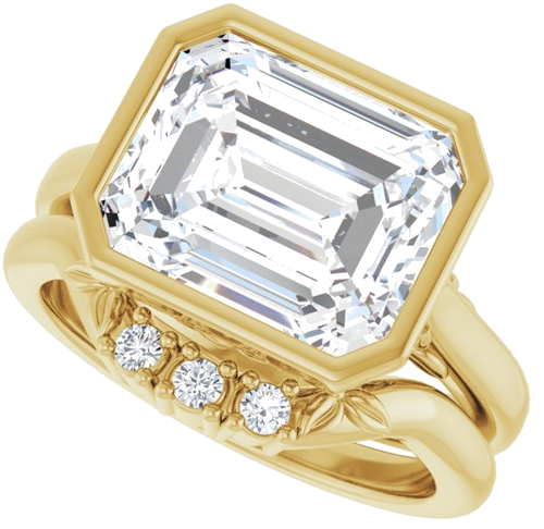 Sužadėtuvių Žiedas „Bezel-Set“ 14k yellow gold Emerald 11mm x 9mm (10)