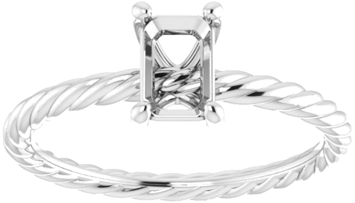 14K White 6x4 mm Emerald Solitaire Engagement Ring Mounting (3)