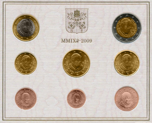 2009 Ватикан Бенедикт XVI Набор монет евро BU (2)