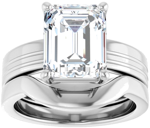 Sužadėtuvių Žiedas „Solitaire“ 585 Baltojo Aukso Emerald 10mm x 8mm (8)