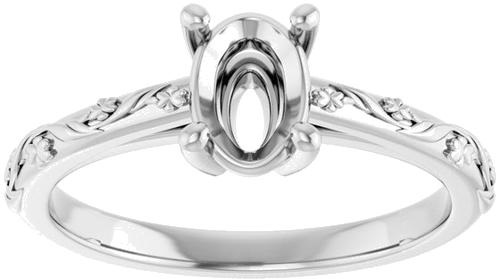 Sužadėtuvių Žiedas „Solitaire“ 585 Baltojo Aukso Oval 7mm x 5mm (3)