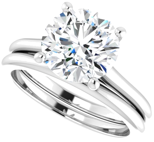 Sužadėtuvių Žiedas „Accented“ 14k white gold Round 8.8mm (10)