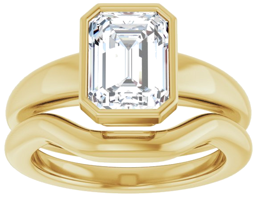 Sužadėtuvių Žiedas „Bezel-Set Solitaire“ 10k yellow gold Emerald 8.5mm x 6.5mm (8)