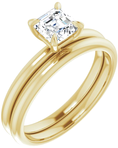 Sužadėtuvių Žiedas „Solitaire“ 14k yellow gold Asscher 5mm (6)