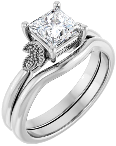 Sužadėtuvių Žiedas „Solitaire“ 10k white gold Square 5.5mm (6)