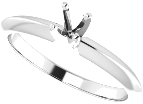 14K White 3.5-3.9 mm Round 4-Prong Light Solitaire Ring Mounting (5)