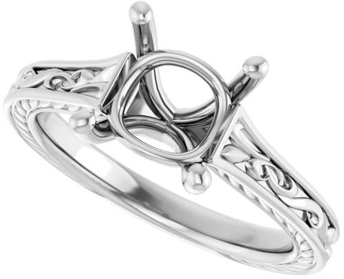 Sužadėtuvių Žiedas „Solitaire Scroll“ 14k white gold Square 6.5mm (5)