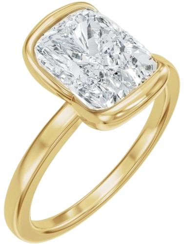 Sužadėtuvių Žiedas „Half Bezel Solitaire“ 14k yellow gold Elongated Cushion 9mm x 7mm (1)