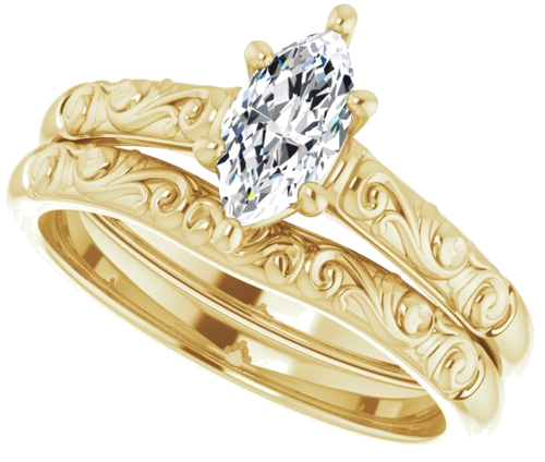 Sužadėtuvių Žiedas „Solitaire“ 14k yellow gold Marquise 8mm x 4mm (10)