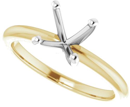 14K Yellow   White  5.5x5.5 mm Square Solitaire Engagement Ring Mounting (5)