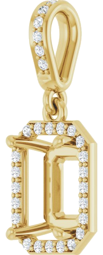 Pakabukas „Accented Halo-Style“ 14k yellow gold Emerald 8mm x 6mm (2)