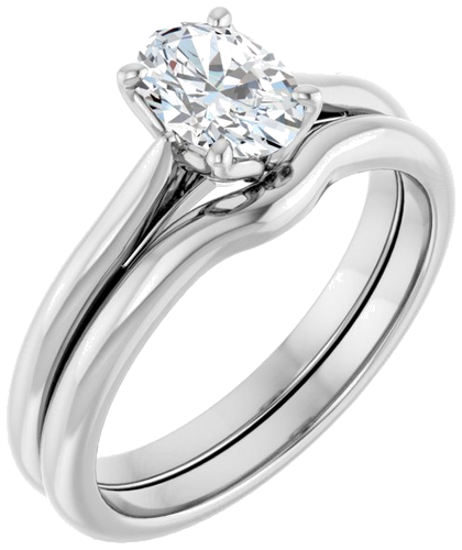 Sužadėtuvių Žiedas „Solitaire“ 585 Baltojo Aukso Oval 7mm x 5mm (6)