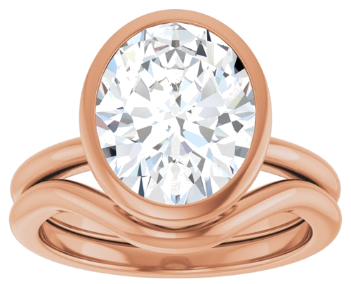 Sužadėtuvių Žiedas „Bezel-Set“ 14k rose gold Oval 11mm x 9mm (8)