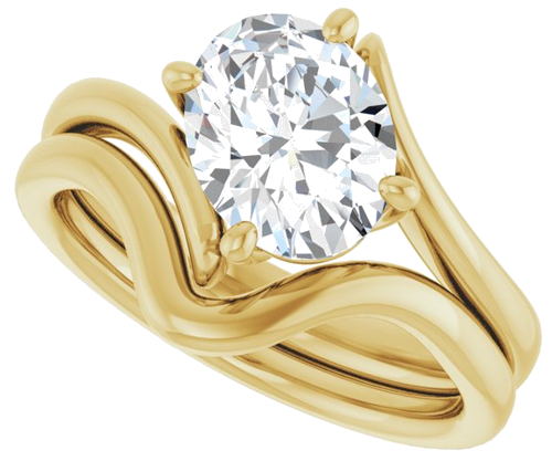 Sužadėtuvių Žiedas „Solitaire Bypass“ 10k yellow gold Oval 9mm x 7mm (10)