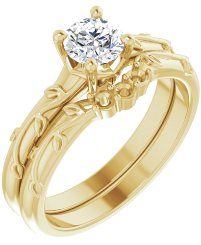 Sužadėtuvių Žiedas „Solitaire“ 14k yellow gold Round 5.2mm (6)