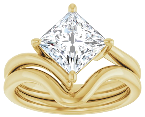 Sužadėtuvių Žiedas „Solitaire Bypass“ 10k yellow gold Square 7mm (8)