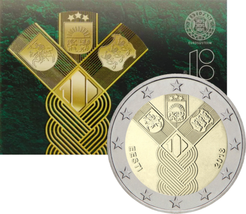 2018 Estija Baltijos valstybių 100-metis 2 eurų BU moneta kortelėje (1)