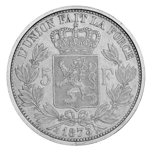 5 франков Леопольд II (1865-1878) Бельгия серебряная монета (2)