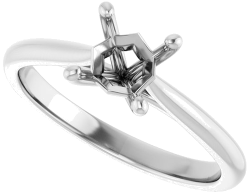 14K White 5 mm Square Solitaire Engagement Ring Mounting (5)