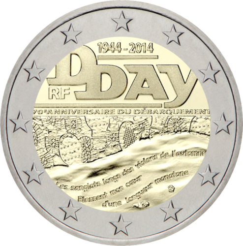 2014 Prancūzija D-diena 2 eurų moneta (1)