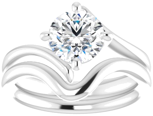 Sužadėtuvių Žiedas „Solitaire Bypass“ 14k white gold Round 7mm (8)