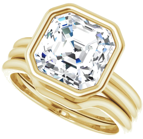 18K Yellow 9 mm Asscher Engagement Ring Mounting (10)